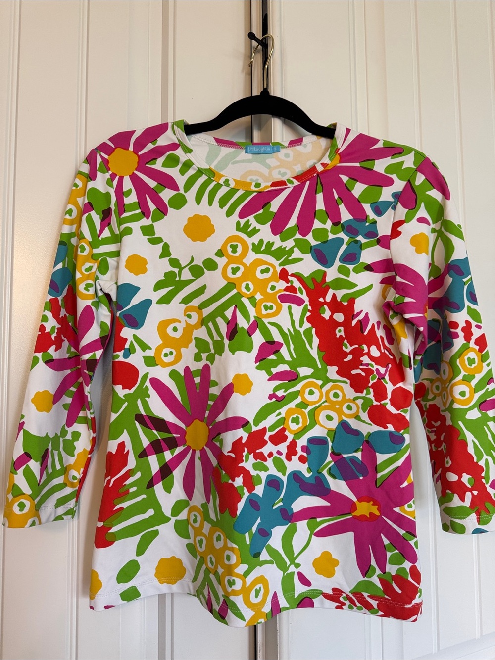 J. McLaughlin Multicolor Floral Crewneck Top - Pink, Green, Blue, Yellow